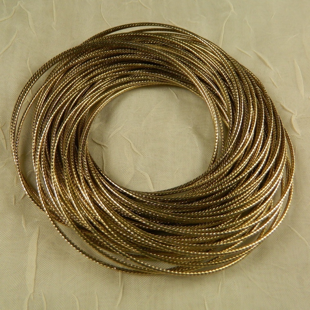 Interlocking Gold Tone Bangle Bracelet Set Designer Inspired Stackable Statement